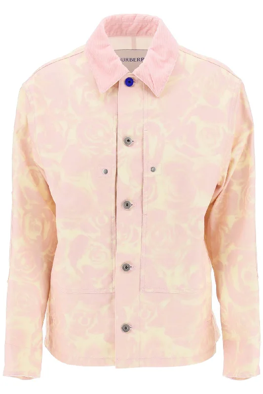 "canvas Workwear Jacket With Rose Print  - Pink