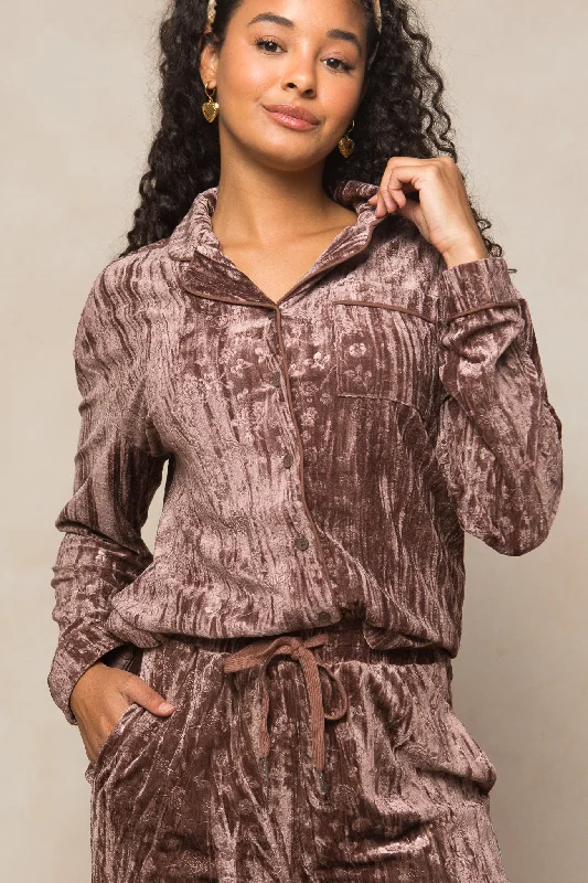 Kali Velvet Blouse in Plum - FINAL SALE