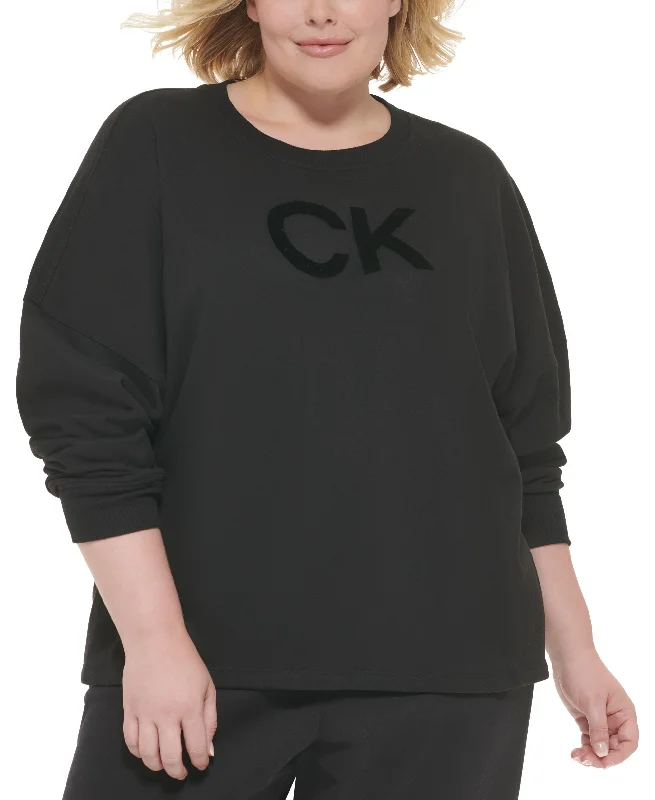 Plus Size Velvet Logo French Terry Sweatshirt