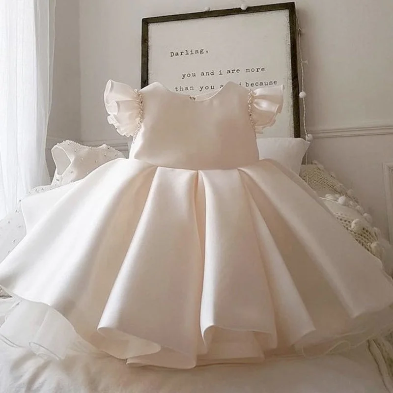 Flower Girl Dress Toddler Ball Gowns Bow Knot Fluffy Princess Dress