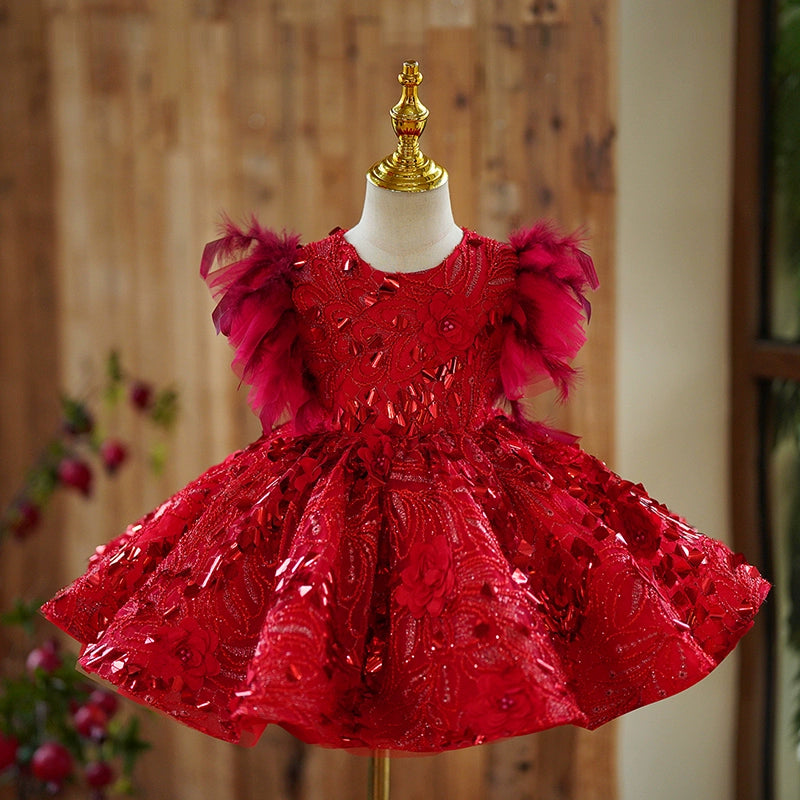 Elegant Baby Girl Show Host Princess Dress Girls Sequin Toddler Beauty Pageant Dress