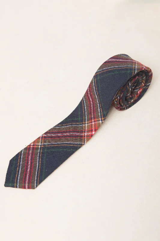 Mens Max Tie in Madeline Navy Plaid - FINAL SALE