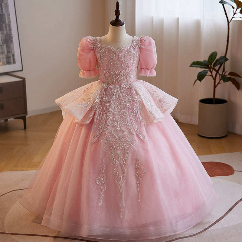 Baby Girls Trailing Formal Dress  Girls Wedding Princess Dress