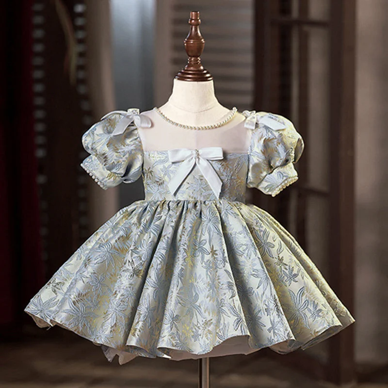 Baby Girls Birthday Formal Dress Flower Girl Dress Embroidery Dress Puffy Princess Dress