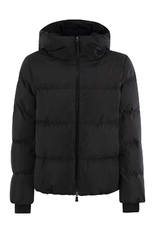 Short down jacket with hood