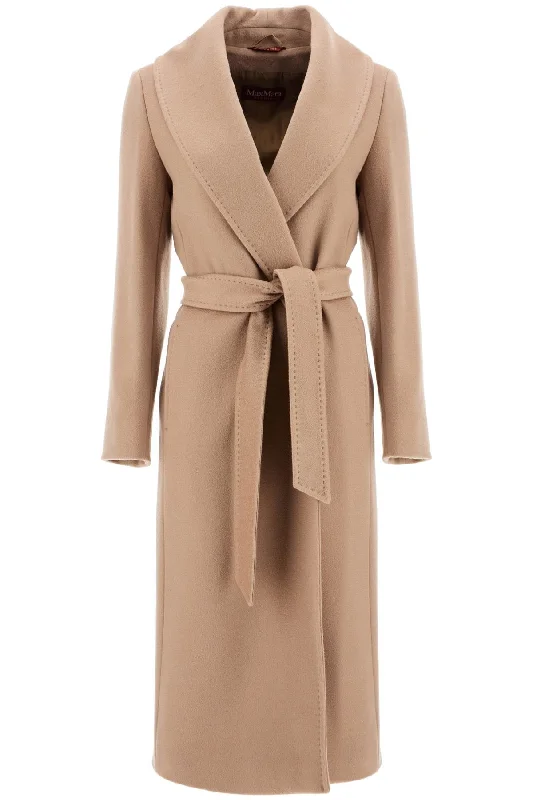 Long Woolen Dressing Gown Coat  - Beige