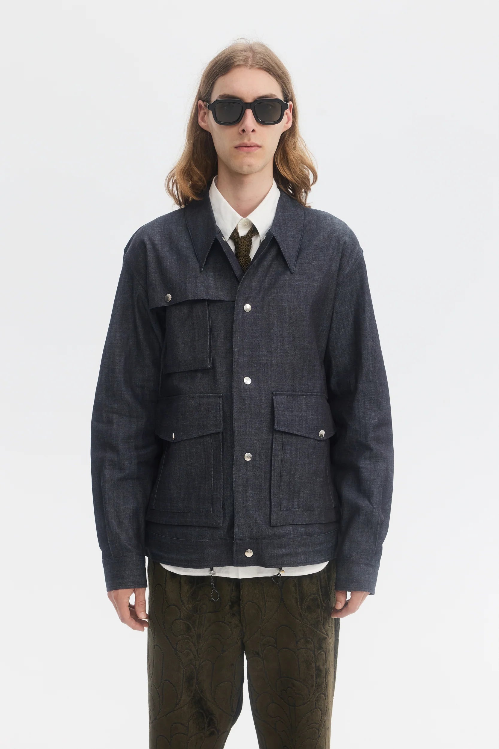 Raw Denim Technical Blouson in Indigo