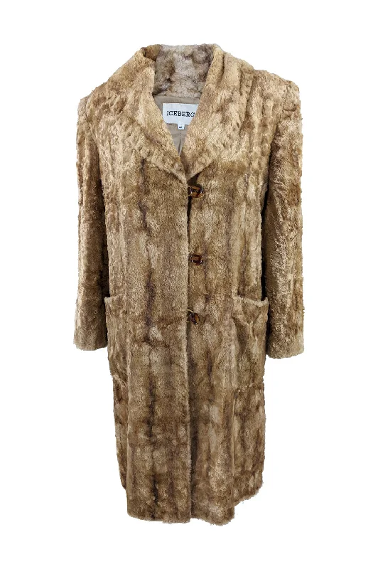 Iceberg Vintage Blonde Faux Fur Old Hollywood Style Coat, 1990s