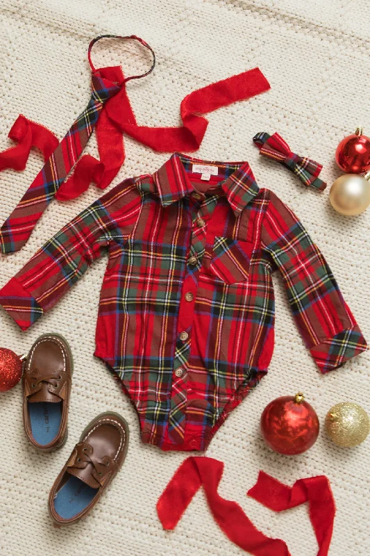 Baby Boys John Shirt in Madeline Holiday Plaid - FINAL SALE