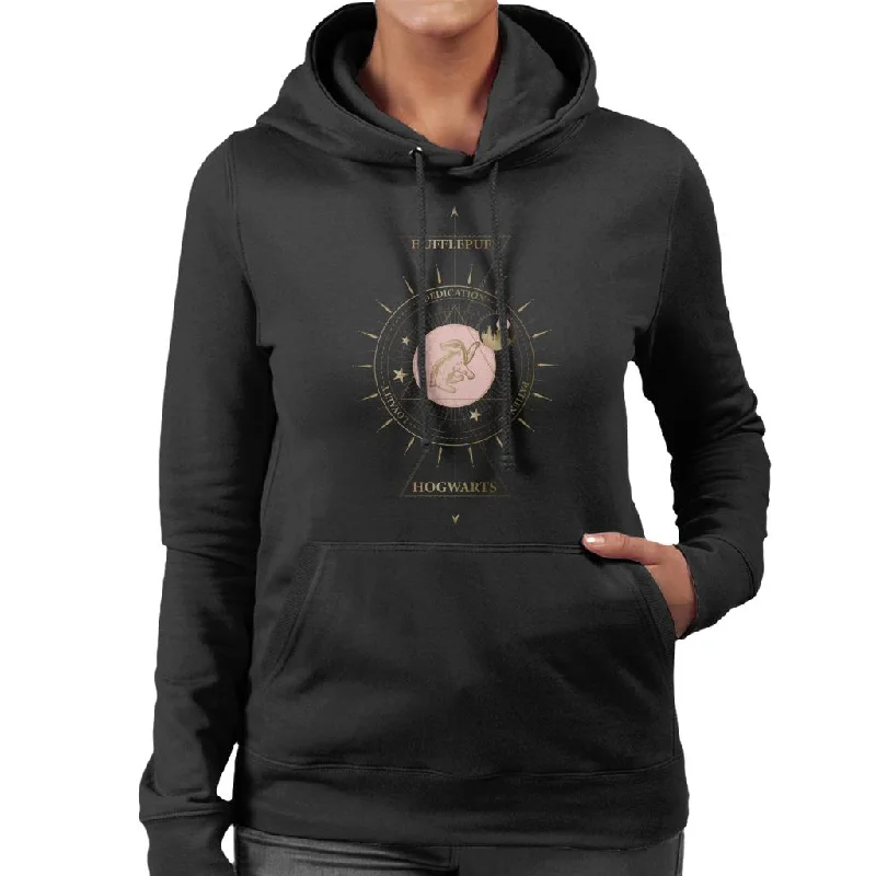 Harry Potter Hufflepuff Gold Badger Emblem Women's Hooded Sweatshirt