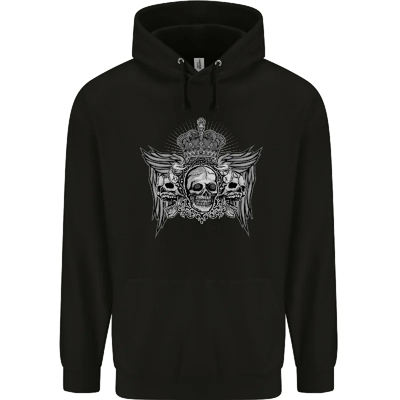 3 Skull Crown Mens 80% Cotton Hoodie