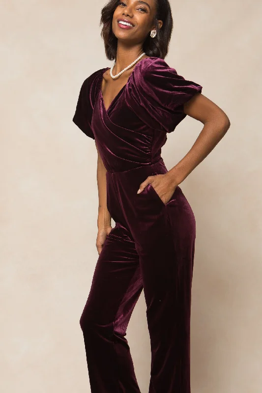 Tessie Jumpsuit in Purple Velvet - FINAL SALE