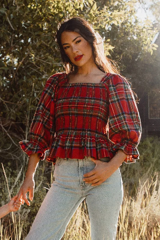 Madeline Top in Holiday Plaid