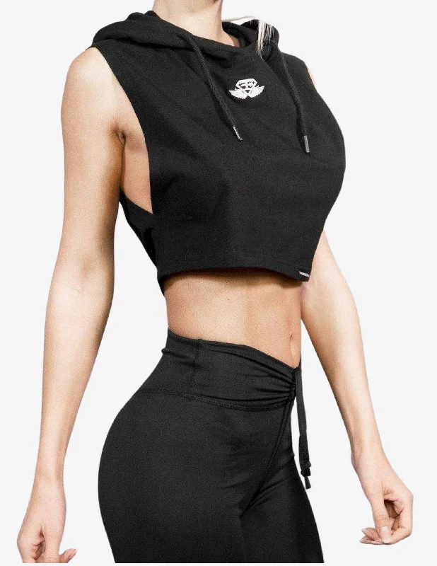 SUMMUS HOODED CROP TANK – Black