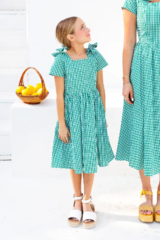 Mini Blakely Dress in Green Gingham - FINAL SALE