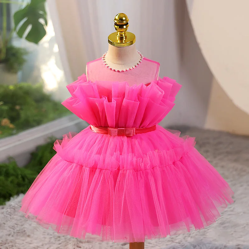 Baby Girl Christening Dresses Toddler Birthday Party Dress Yellow Puffy Girl Princess Dress