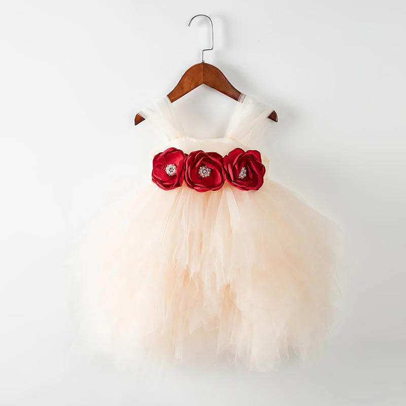 Cute Flower Girl Dress Toddler Girls Cake Puffy First Communion Dresses  Pink Dress Girl Formal Dresses