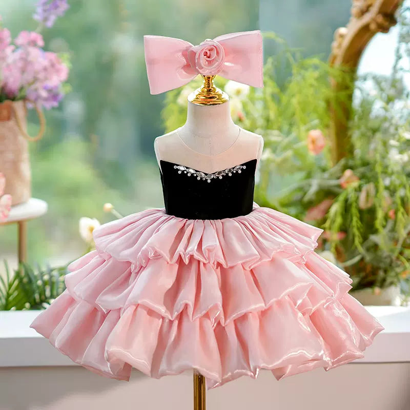 Pink Sleeveless Fluffy Princess Dress Birthday Dress