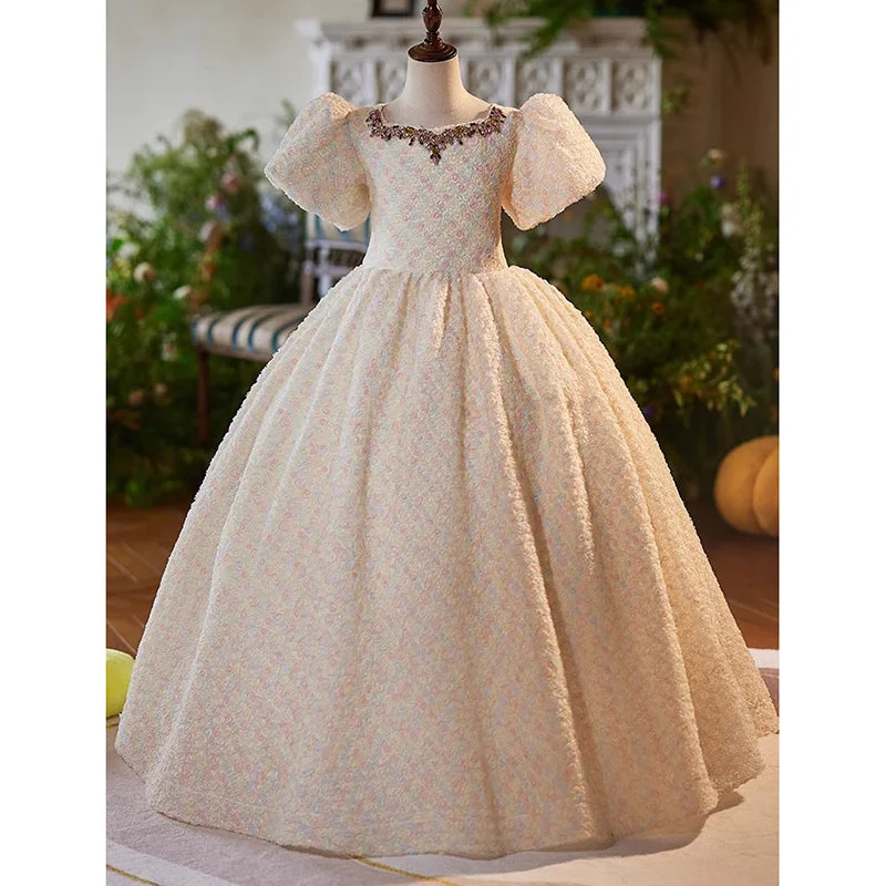 Champagne Color Girls Princess Dress Christening Dress