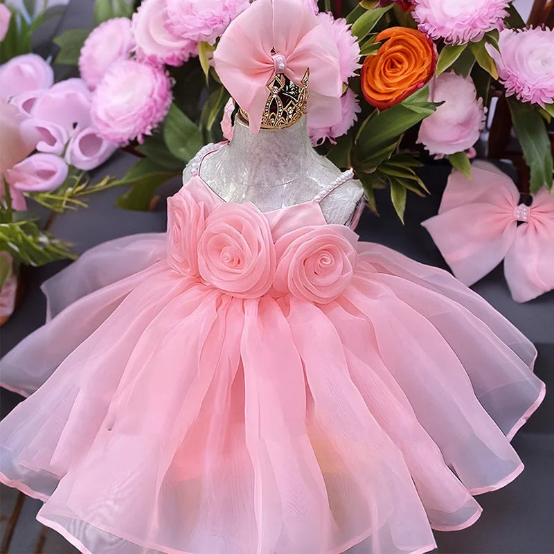 Cute Baby Girl Puffy Beauty Pageant Dress Toddler Birthday Party Princess Dress