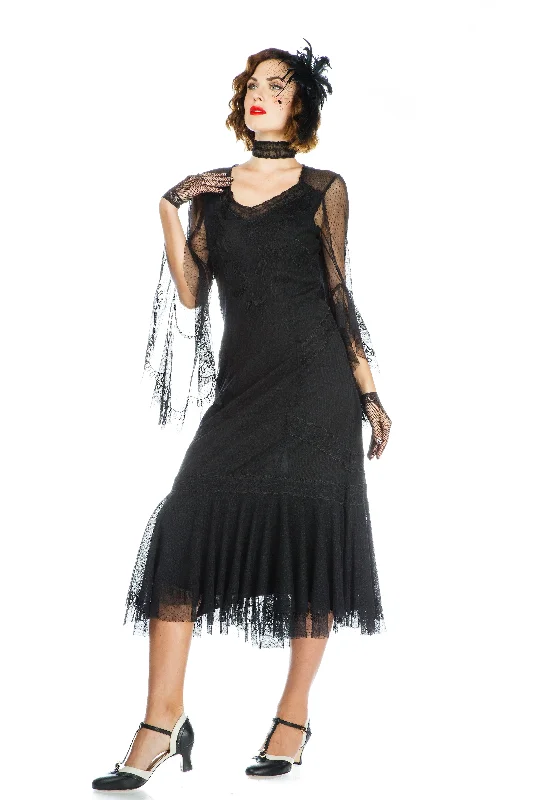 1920s Vintage Style Dress in Black by Nataya