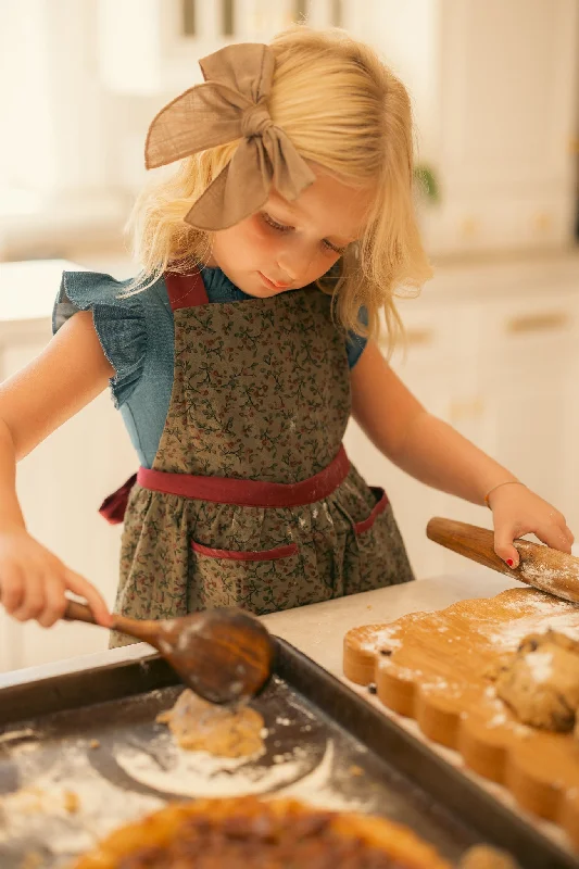 Mini Ivy Apron in Teagan Green Floral Cotton - FINAL SALE