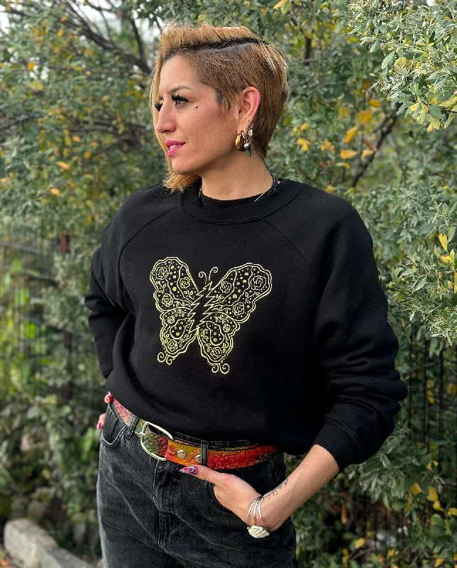 Grateful Dead Gold Bolt Butterfly Raglan Pullover Fleece Sweatshirt