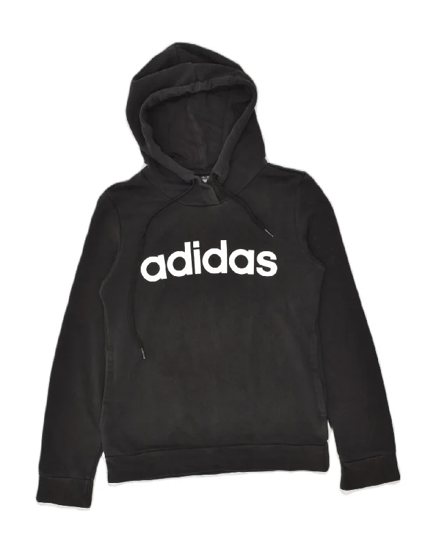 ADIDAS Womens Graphic Hoodie Jumper UK 4/6 XS Black Cotton