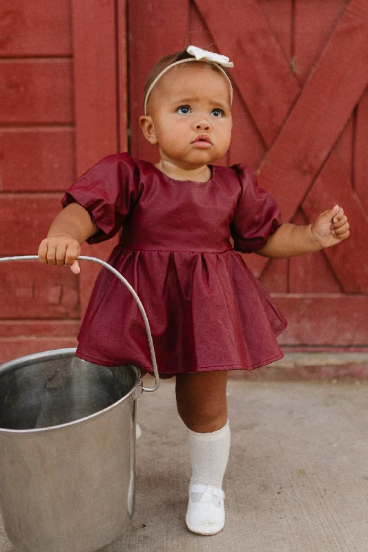 Baby Bebe Vegan Leather Dress Set in Oxblood - FINAL SALE