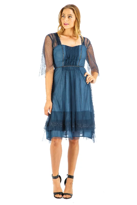 Chloe Vintage Style Party Dress in Indigo by Nataya