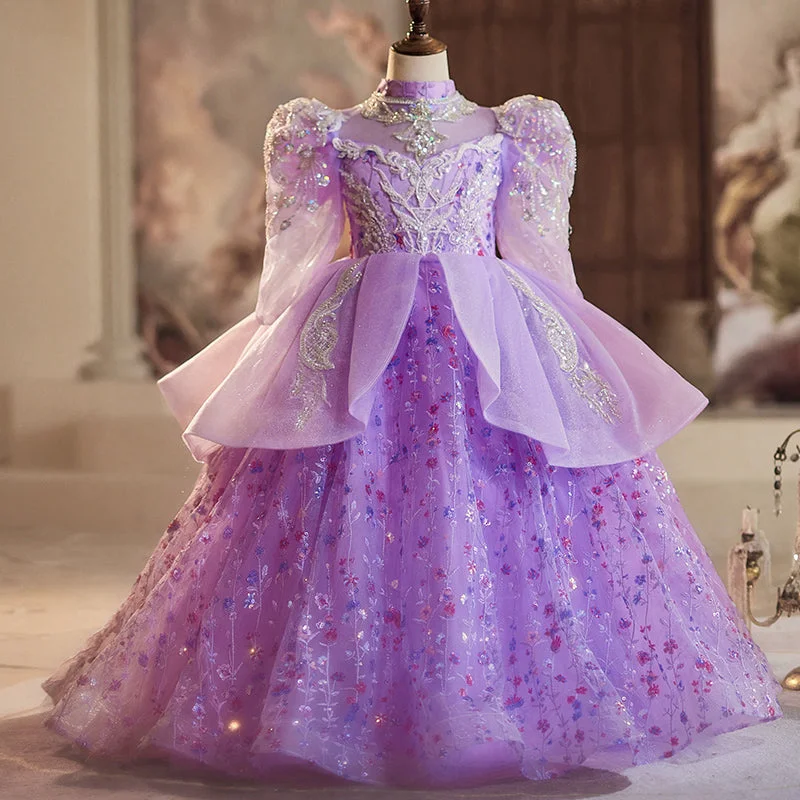 Girls Dress Purple Birthday Dress Princess Dress