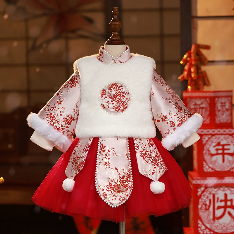 Embroidered Winter Christmas Dress Luxury Birthday Princess Dress