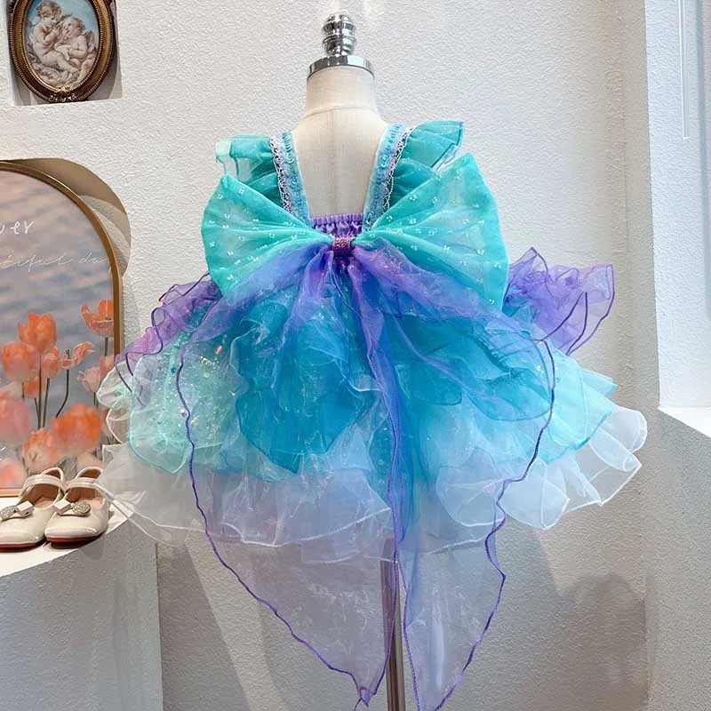 Elegant Baby Sequin Puff Dress Toddler Little Girl Birthday Costume Princess Dress