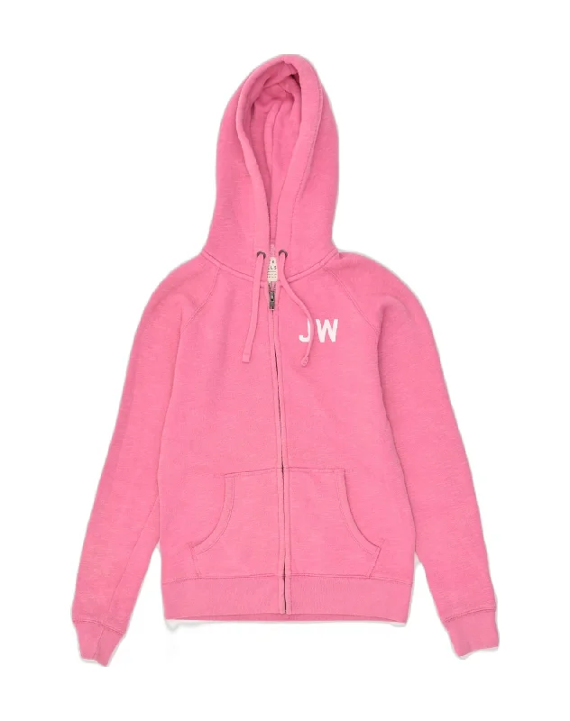 JACK WILLS Womens Zip Hoodie Sweater UK 8 Small  Pink Polyester