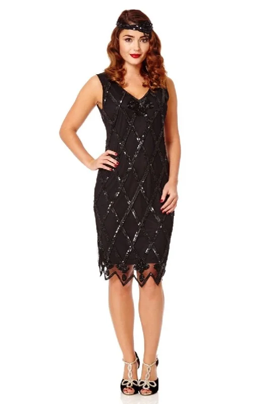 Flapper Style Sequined Dress in Black