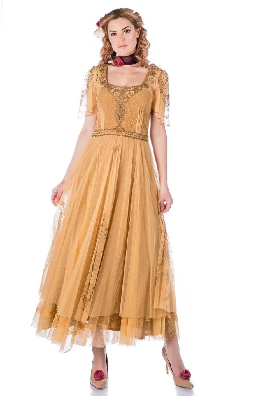 Alice Vintage Style Dress in Gold by Nataya