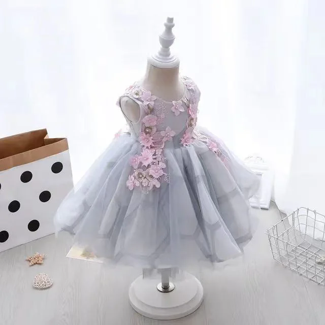 Cute Baby Girl Puffy Flowers Dress Toddler Birthday  Princess Dress