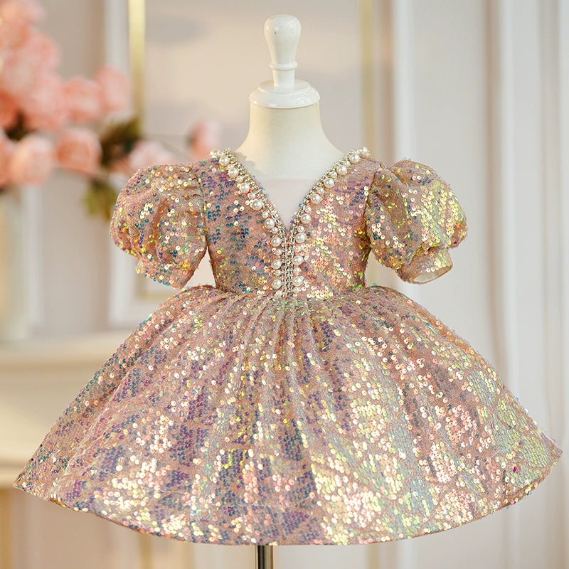 Elegant Baby Sequin Birthday Dress Toddler Baptism Dresses