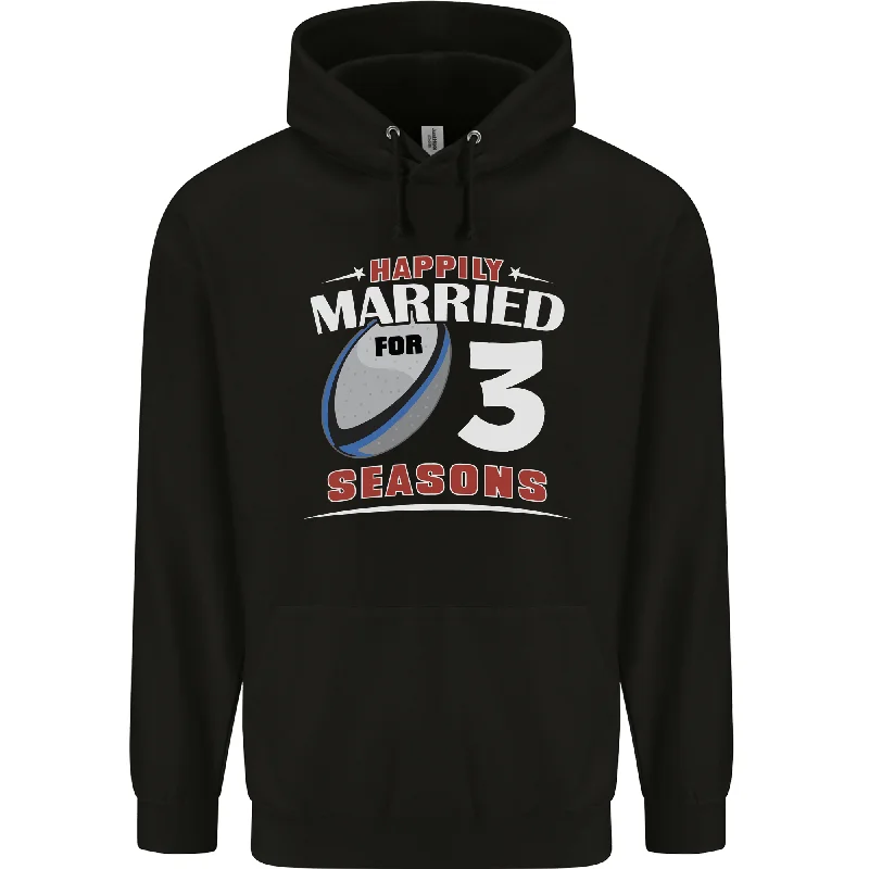 3 Year Wedding Anniversary 3rd Rugby Mens 80% Cotton Hoodie