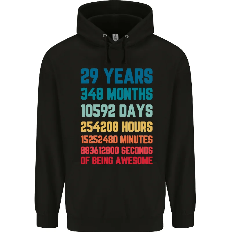 29th Birthday 29 Year Old Mens 80% Cotton Hoodie