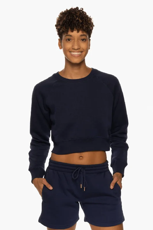 Brynn Cropped Fleece Crewneck - Shadow