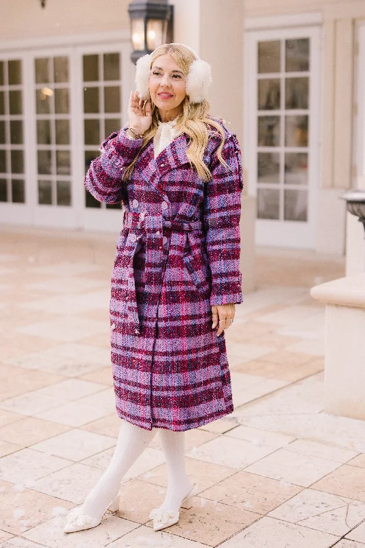 Holly Plaid Coat in Violet - FINAL SALE