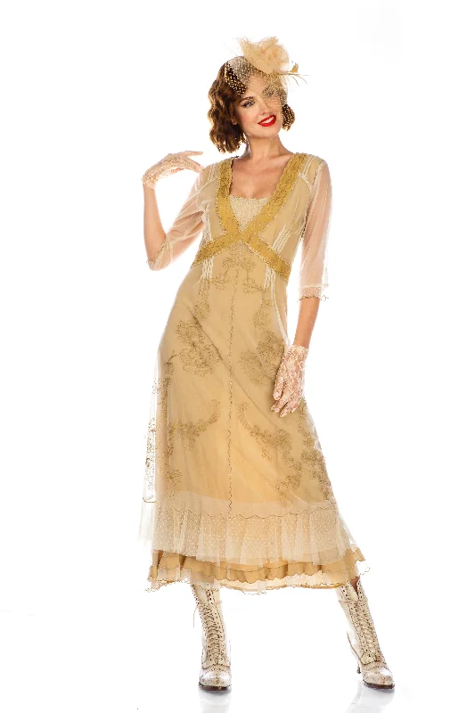 Vintage Titanic Style Dress in Gold by Nataya