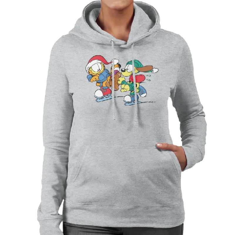 Garfield And Odie Christmas Ice Skating Women's Hooded Sweatshirt