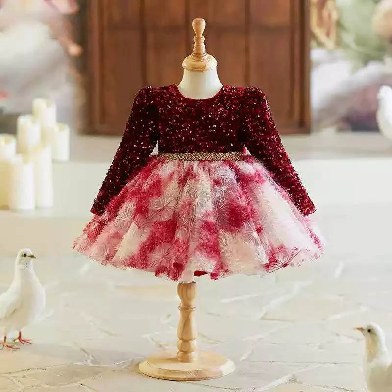 Girls Birthday Party Dress Winter Children Christmas New Year Dress