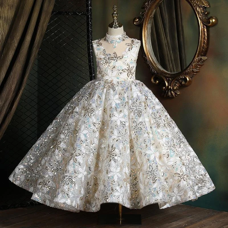 Cute  Baby Girl Sequins Pageant Dress Toddler Birthday Party Ball Gown