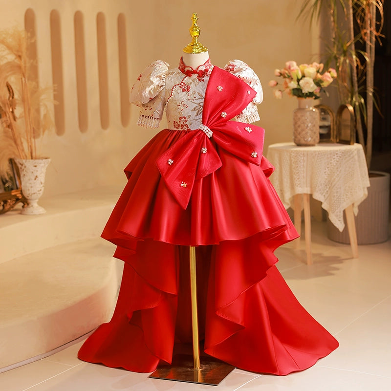 Luxury Baby Girl Big Bow Formal Dresses  Toddler Birthday Party Ball Gown