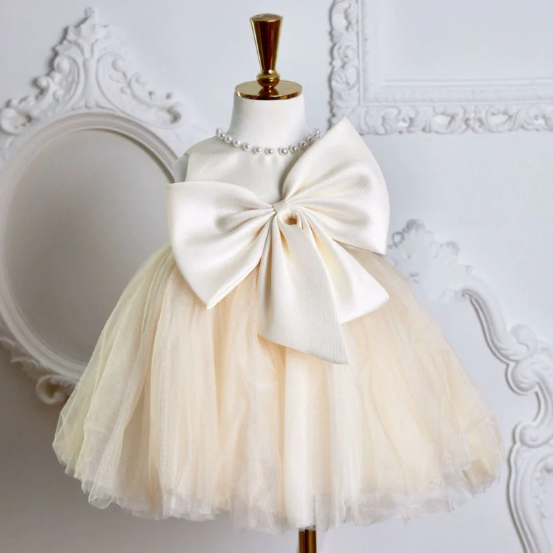 Cute Girls  Big Bow Puffy Dress Toddler First Communion Princess Dress