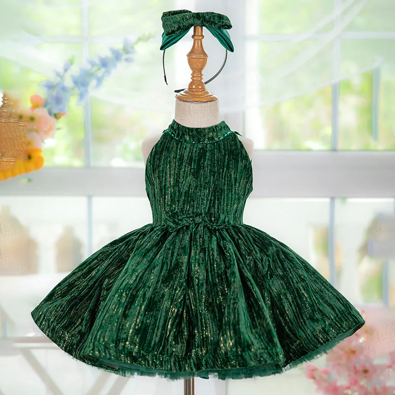 Cute Baby Girl Beauty Pageant Dress Toddler Velvet Birthday Party Princess Dress