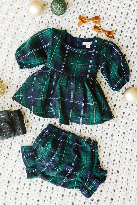 Baby Connie Dress Set in Navy Plaid - FINAL SALE